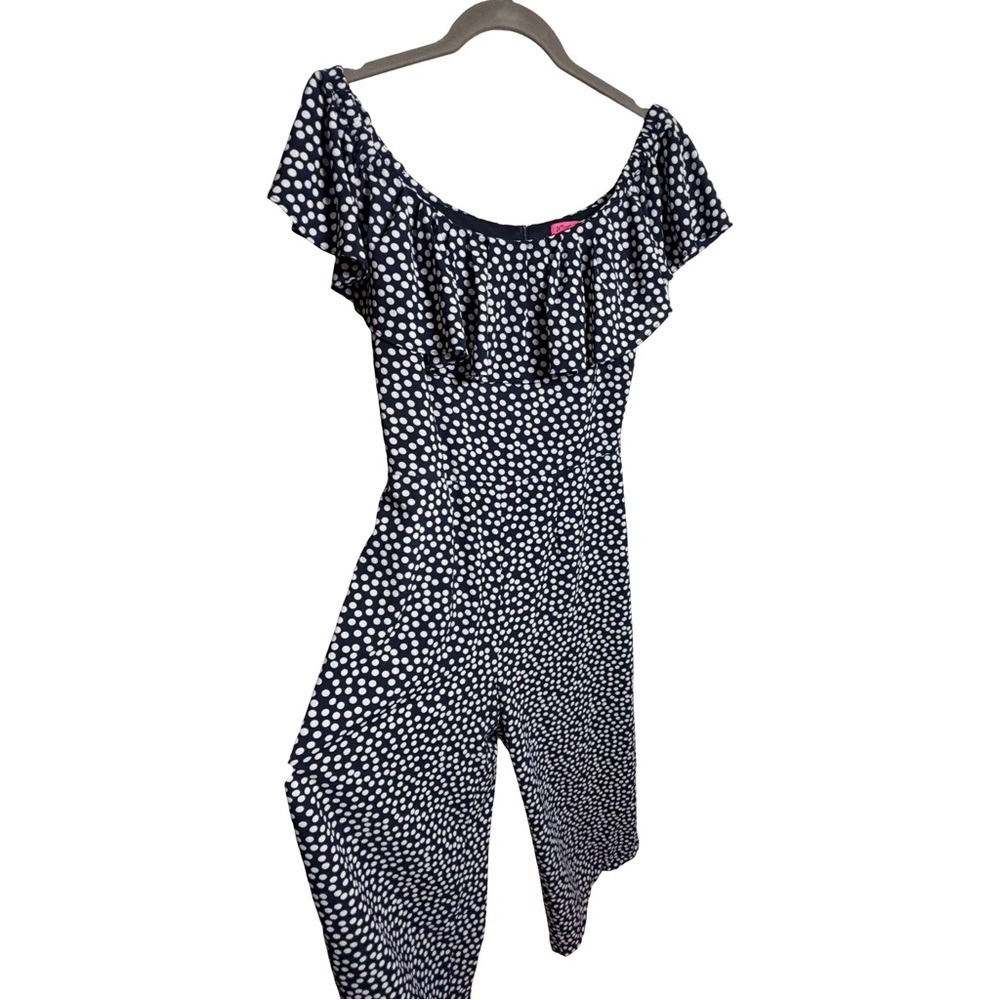 Betsey Johnson Navy and White Off-Shoulder‎ Jumpsuit - Picture 7 of 9